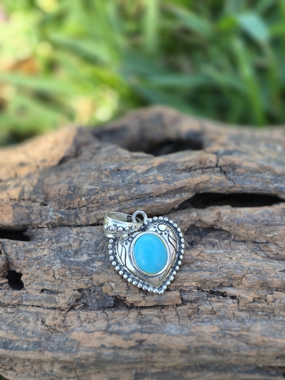 Turquoise Heart Sterling Pendant